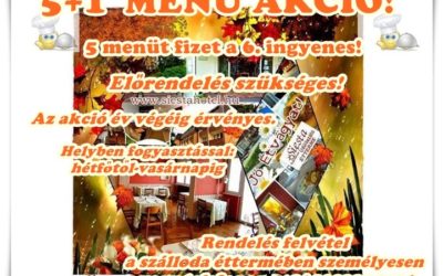 (Magyar) 5+1 MENÜ AKCIÓ AZ ÉV VÉGÉIG A SIESTA ÜDÜLŐSZÁLLÓ ÉTTERMÉBEN!